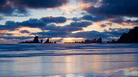 A cloudy but beautiful sunset over the ocean