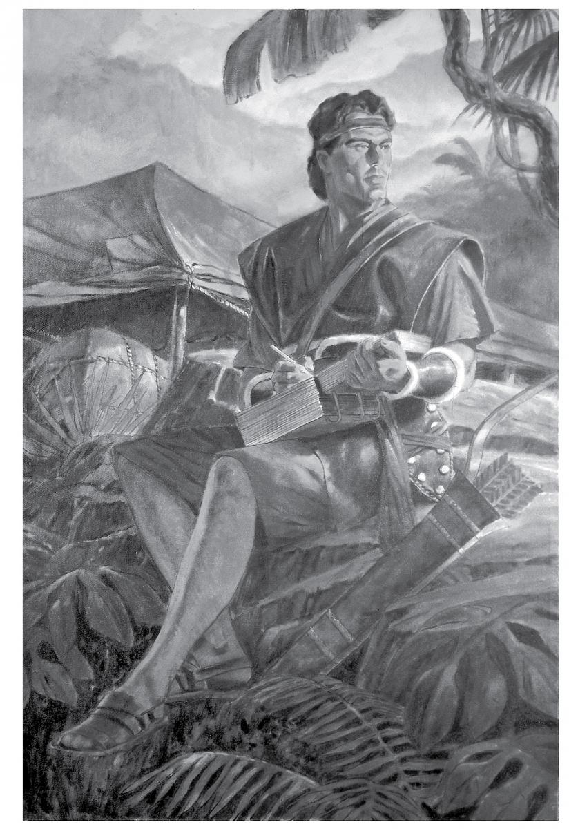 Nephi writing on the plates